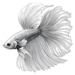 elegant betta fish in monochrome