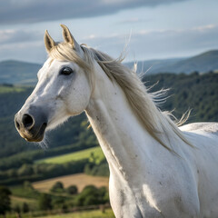 majestic white horse portrait