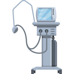 Medical Ventilator Machine With Screen And Tubes For Respiratory Support In A Hospital Setting With A Transparent Background