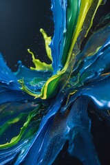 Professional photograph of a vibrant abstract experimental painting that masterfully combines thick oil brush textures with intricate glowing digital mesh patterns embodying a conceptual fusion theme