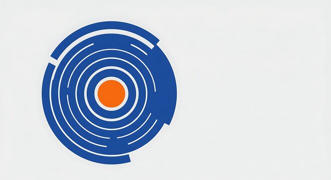 Abstract geometric design with blue and orange circles on white background - Powered by Adobe