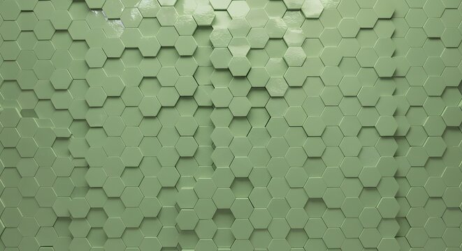 Abstract geometric hexagon pattern in olive green texture background - Powered by Adobe
