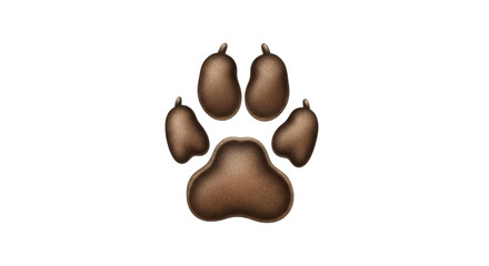 Isolated paw print of a dog, showing soft brown pads and toes, cartoon style design icon