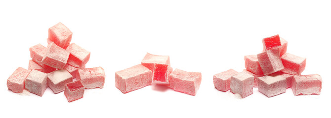 Set turkish delight isolated on white background, side view	