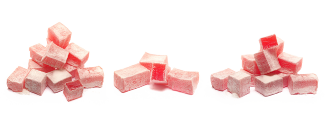Set turkish delight isolated on white background, side view	