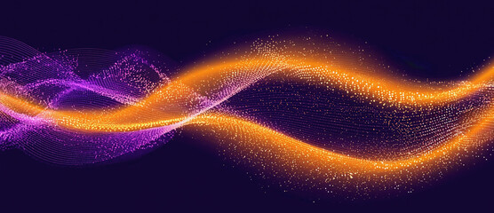 Fototapeta premium Abstract Wave of Energy: A captivating display of flowing energy, where luminous particles dance in a mesmerizing wave across a dark canvas, creating a sense of dynamic movement and vibrant artistry.