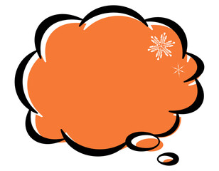 冬　雪の結晶デザインのアメコミ風吹き出し　色ずれ　モコモコ　赤2