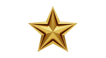 Isolated 3D golden star with hard shadow for celebration, reward, success and decoration use