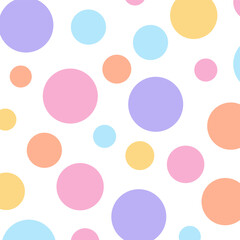 Colorful Polka Dots Seamless Pattern on White Background. Ideal for kids, fashion, and decorative prints.
