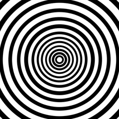 Fototapeta premium Black and white concentric circles create an optical illusion, drawing the viewer's eye inward towards a central point