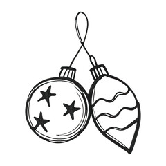 Obraz premium PNG Festive hand-drawn Christmas ornaments