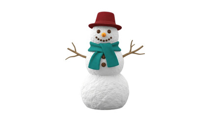 Isolated smiling snowman with hat and scarf for festive Christmas celebrations and holiday season