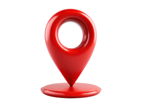 Vibrant Red Location Pin Marker 3D Rendering Isolated on Transparent Background for Maps Navigation Destination Pointer and Place Finding Illustration