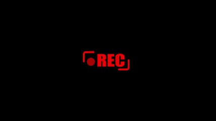 Recording button animation, Red symbol, button of recording video, broadcasting black background.