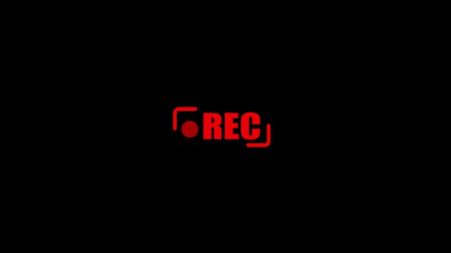 Recording button animation, Red symbol, button of recording video, broadcasting black background.