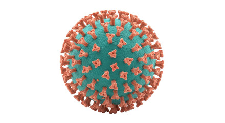 Isolated spherical virus render with spikes; infectious disease, contagion concept