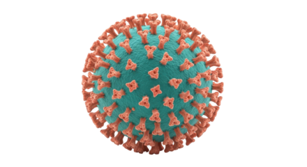 Isolated spherical virus render with spikes; infectious disease, contagion concept