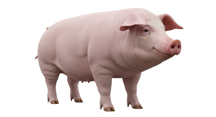 Isolated Large Adult Pink Pig Standing in Studio - Farm Animal Photography Stock Image