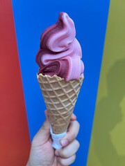 Pink and red ice cream Soft serve cone 