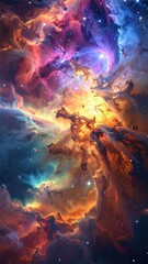 Fototapeta premium Cosmic Nebula in Vibrant Hues