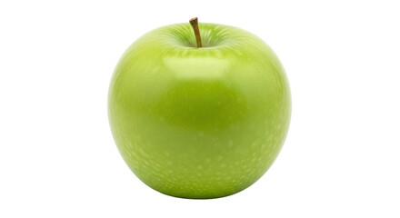 Isolated Granny Smith apple with stem, healthy food, organic fruit, freshness, diet, snack