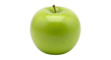 Isolated Granny Smith apple with stem, healthy food, organic fruit, freshness, diet, snack