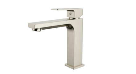 Isolated single-handle brushed nickel bathroom faucet for sink, stylish fixture, plumbing