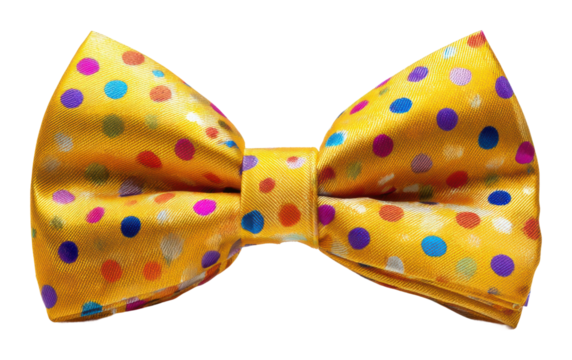 Colorful polka dot bow tie fashion event accessories isolated on transparent background