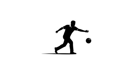 Bowling silhouette a person in motion throwing a ball black and white vector
