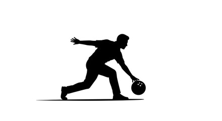 Obraz premium Bowling silhouette a person in motion with ball isolated on white