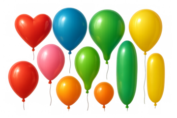 Colorful balloons floating with transparent background for party decoration