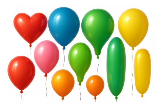 Colorful balloons floating with transparent background for party decoration