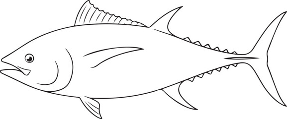 Tuna Fish Line Art Outline Illustration