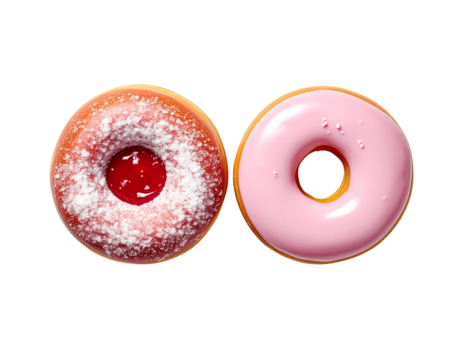Sweet Bakery Donut with Strawberry Filling Isolated on Transparent Background