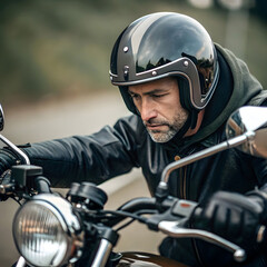 close up on man using motorcycle