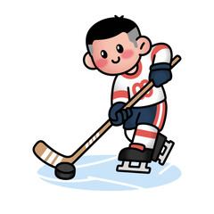 A cartoon vector sports man playing ice hockey