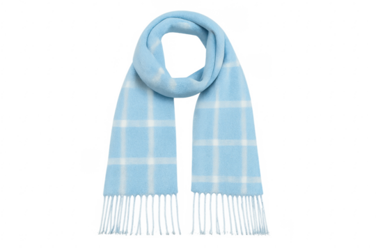 Light blue plaid scarf for winter fashion