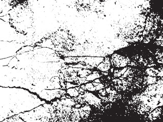 Grunge texture overlay with cracks and spots creates a distressed and aged appearance isolated on transparent background
