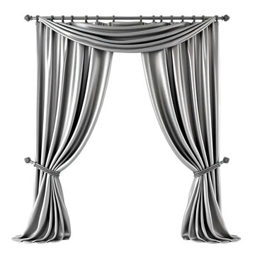 Luxury silver curtain isolated on transparent background