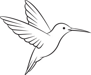 Simple Outline Drawing of a Hummingbird in Flight