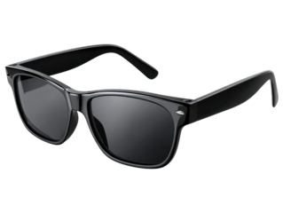 Stylish Black Sunglasses: Modern Fashion Accessory with UV Protection for Men and Women, Sleek and Protective Eyewear on Transparent Background