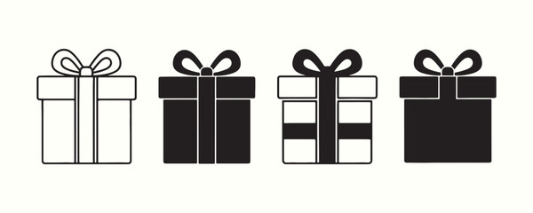 Minimalist Outline Gift Box Icon for Christmas Celebrations and Special Occasions
