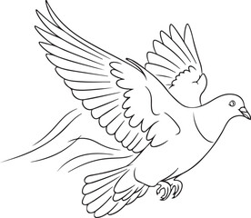 Graceful Flying Dove Outline Illustration