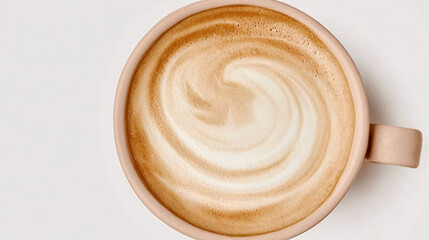 cup of coffee on a white background - Top down backgdrop.