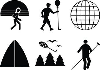 Silhouette vector bundle grid layout sports outdoors activities icons scalable eps