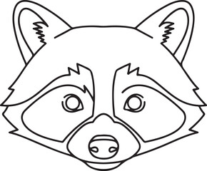 Cute Raccoon Head Line Art Illustration