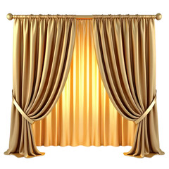 Luxury Golden curtain isolated on transparent background