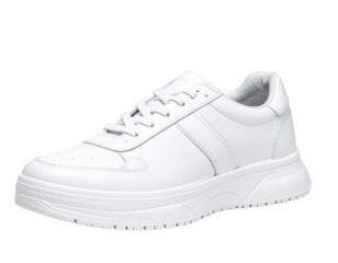  Fashion Photography White Leather Sneaker with Orange Accent PNG