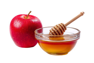 Sweet apple with honey isolated on a white background