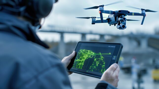 Ruggedized Tablet Screen Thermal Image Overlay Bridge Structure Drone Inspection Infrastructure Report - Powered by Adobe